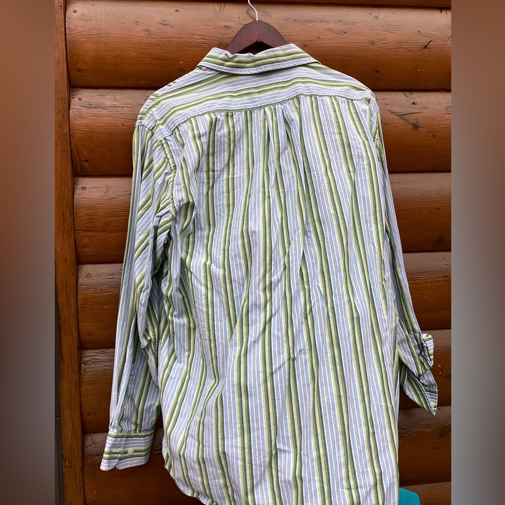 Gap Shirt Classic Striped Button Down Aqua Lime S… - image 2